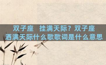 双子座   挂满天际？双子座洒满天际什么歌歌词是什么意思